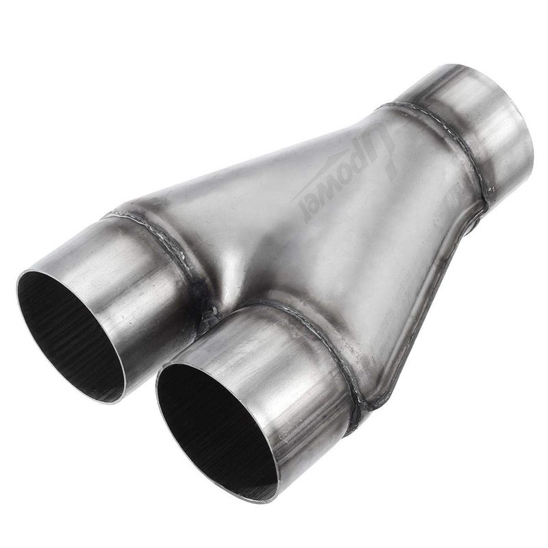 Upower Exhaust Y pipe 3" Inlet 2.5" Outlet Weld-on Dual Exhaust Pipe 10" Long Stainless Steel Tip - Image 1